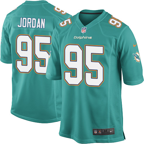 Men's Game Dion Jordan Nike Jersey Aqua Green Home - #95 NFL Miami Dolphins